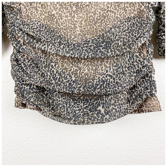 Anthropologie Shirred Animal Print Mesh Top Size Small‎ - Picture 6 of 11
